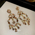Ornate Pink Crystal Chandelier Drop Earrings Jewelry Design view 4