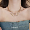 Multi Strand Sparkle Snake Chain Layered Necklace Gold Silver view 3