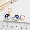 Gold Tone Enamel Yin Yang Heart Huggie Drop Earrings in Five Colors view 2