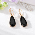 Gold Tone Faceted Crystal Teardrop Hook Earrings in Seven Colors view 4