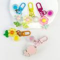 Resin Flower Keychain With Frosted Ball Bead And Colored Swivel Clasp view 2