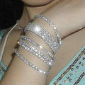 Five Width Clear Stone Stretch Row Statement Bracelets view 3