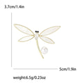 Gold Tone White Shell Wing Dragonfly Brooch Pearl Accent view 6