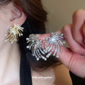 Two Tone Firework Fringe Stud Earrings with Pearl Accents view 1