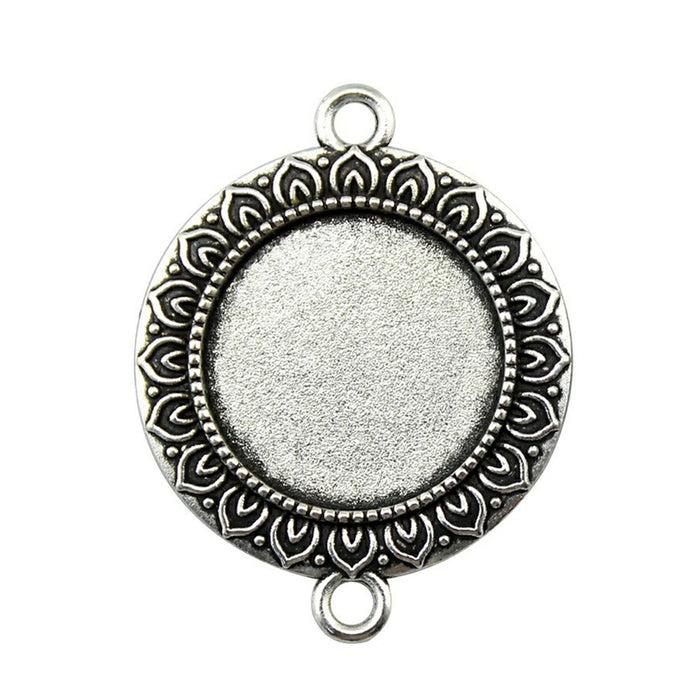 Ornate Double Loop Round Pendant Settings for Jewelry Making