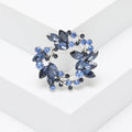 Round Crystal Leaf Wreath Brooch in Blue or Multicolor view 3