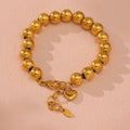 Hollow Ball Bead Bracelets Gold Steel Two-Tone Heart view 2