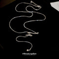 Silver Snake Chain Twisted Metal Knot Lariat Necklace view 2