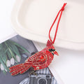 Rhinestone Cardinal Bird Hanging Ornament Red Cord Four Styles view 2