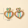 Sequin Rainbow Heart Drop Earrings With Rhinestone Trim view 4