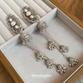 Antique Silver Tone Ornate Barrette With White Stones And Bell Tassels view 2