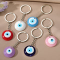 Silver Tone Round Resin Evil Eye Split Ring Keychains in Six Colors view 1