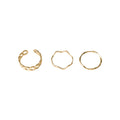 Gold Tone Slim Round Wave And Chain Pattern Rings In Three Styles view 5