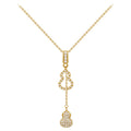 Gold Rhinestone Hollow Gourd Y-Drop Necklace Single Style view 5
