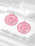 Silver Tone Round Openwork Face Hook Earrings in Six Colors view 5
