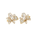 White Flower Stud Earrings with Clear Crystal Petals view 5