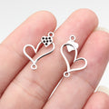 Antique Silver Open Heart Rhinestone Connectors for Jewelry Making view 1