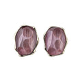 Pink Cat-Eye Resin Oval Stud Earrings And Slide Necklace view 5