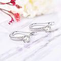 Silver Tone Round CZ Pave Lever Back Drop Earrings view 2