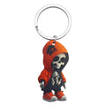 Orange Hoodie Skeleton Wooden Pendant Split Ring Keychain view 5