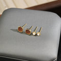 Amber Square and Pearl Look Two Pair Small Stud Earring Set view 3