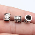Antique Silver Meander Pattern Bracelet End Beads Two Sizes view 4