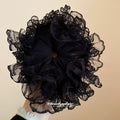 White Oversized Scrunchie With Black Lace Edge And Gallery Black Version view 4