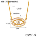 Gold Tone Evil Eye Baguette Zircon Pendant Necklace Titanium Steel view 6