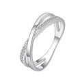 White Metal Crisscross Clear Stone Multi Band Ring Alloy view 5