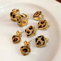 Square Leopard Print Stud Huggie Earrings Statement Pair view 3