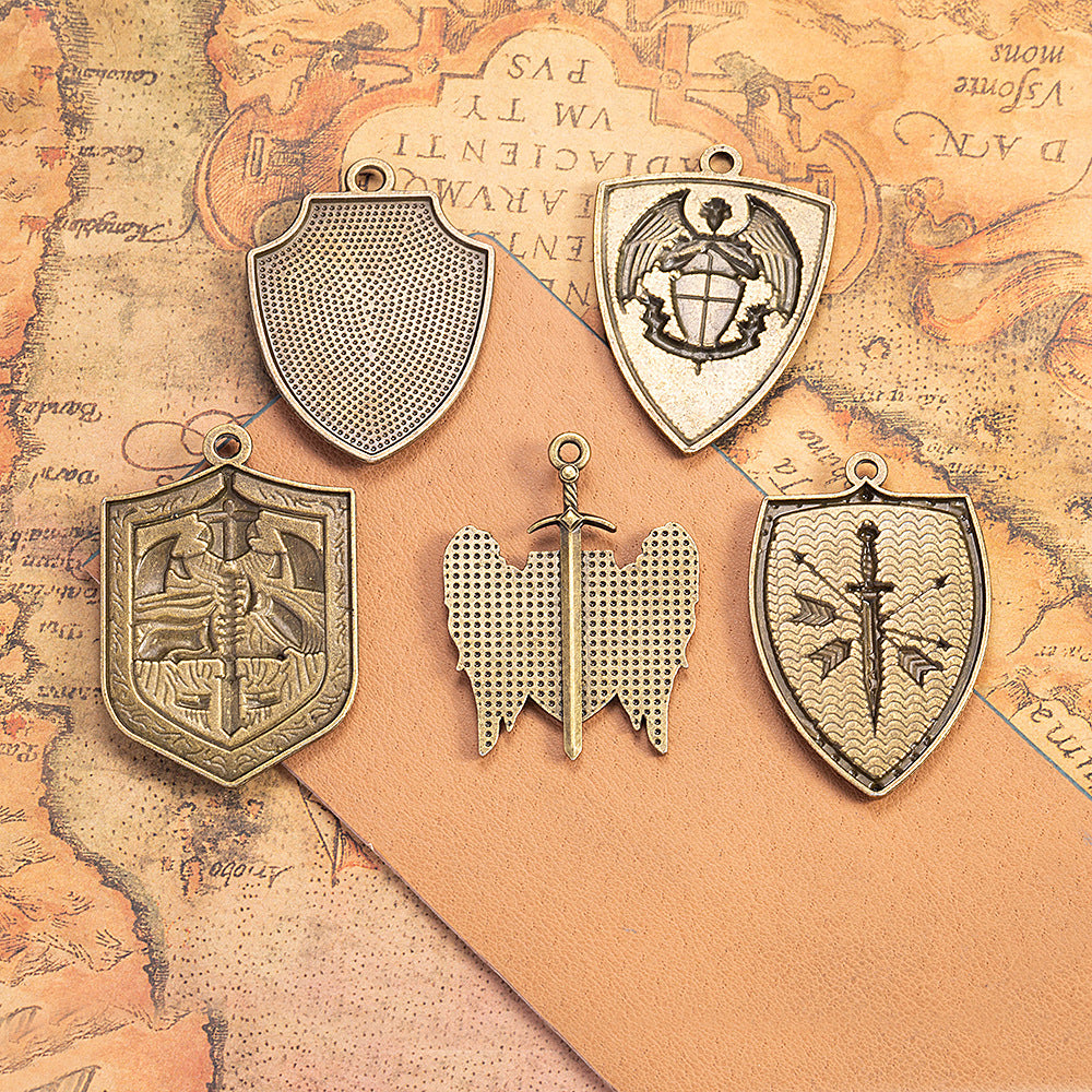 Vintage Knight Shield Alloy Charm Pendant for Men's Necklace