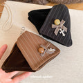 Brown Pinstripe Triangle Claw Clip Velvet Bow Cross Charm view 1