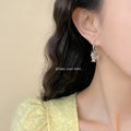 Silver-Tone Textured Corgi Dog Charm Huggie Hoop Earrings view 2