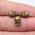 Dimensional Skull Small-Hole Metal Bead in Two Antique Finishes view 4