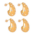Teardrop Stud Earrings With Rhinestones Or Pearls Gold Steel view 5