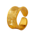 Wide Hammered Open Cuff Ring Gold Tone Matte Finish view 5