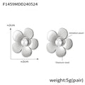 Five Petal Flower Stud Earrings Imitation Pearl Metal view 6
