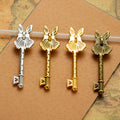 Ornate Rabbit Head Key Alloy Pendant Charm in 4 Finishes view 2