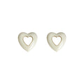 Cream Enamel Hollow Heart Stud Earrings Gold Rim Pair view 5