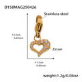 Snake Chain Heart Zircon Charm Bracelet Gold Steel view 12