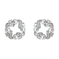 Silver Tone Pearl And Clear Leaf Stone Hoop Earrings In Stud And Clip Styles view 5