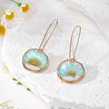 Round Gold Frame Pressed Flower Drop Earrings 8 Styles view 9