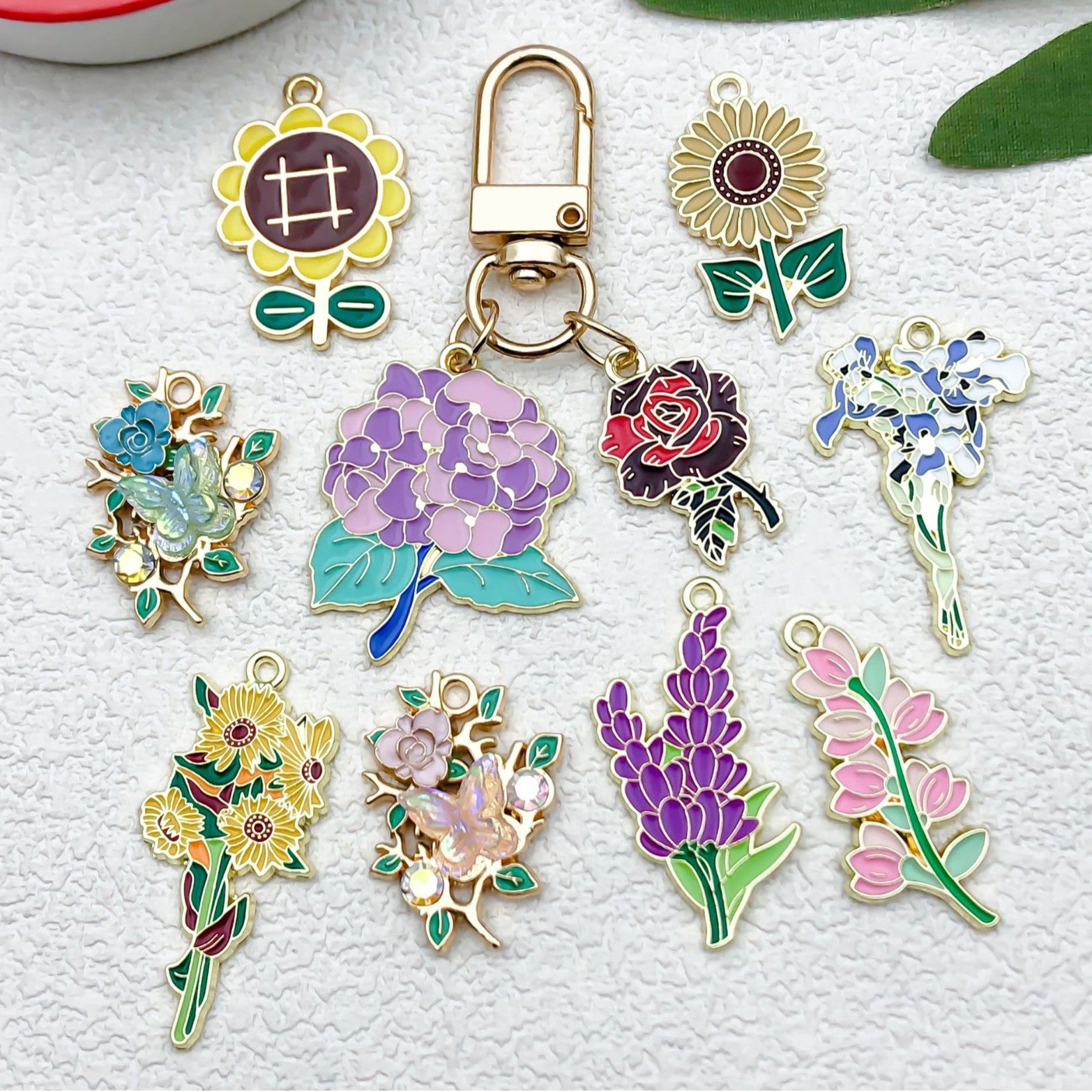 Zinc Alloy Sunflower Iris Flower Charm Pendants for DIY Earrings Necklace Jewelry Making