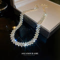 Rhinestone Zigzag Link Choker Necklace Gold Silver Two Styles view 2