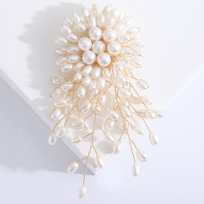 pearl spray flower brooch shown from the front