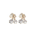 Silver Crystal Bow Stud Earrings in Two Pictured Bow Shapes view 5