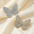 Pavé Crystal Butterfly Brooch With Polished Metal And Sculpted Decorative Details view 3