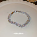 Silver Tone Clear Crystal Floral Link Tennis Bracelet view 4
