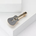 Black Enamel Acoustic Guitar Brooch With Gold Tone Trim view 3