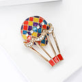 Gold Multicolor Enamel Air Balloon Brooch Rhinestones view 3